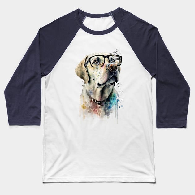 Pet Dog Portrait, Dog Owner Gift Idea, Cute Golden Lab Watercolor Dog Portrait Baseball T-Shirt by Edit Print Go